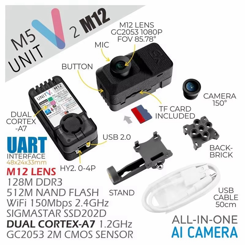 M5 UnitV2 Version with Cameras UnitV2 AI Recognition Module the Standalone AI Camera for Edge ComputingNew Year Special